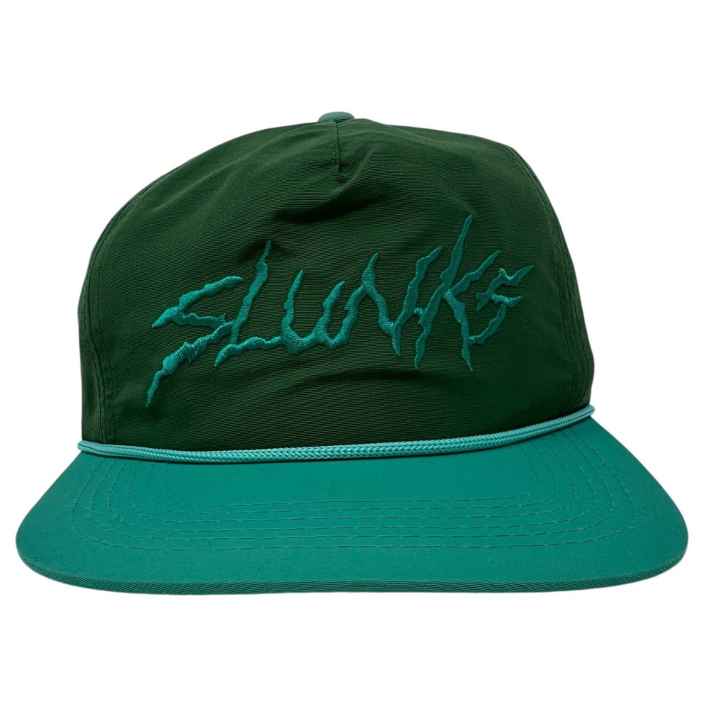 Slunks OSFA Green Teal Embroidered Logo Men's Snapback Rope Hat